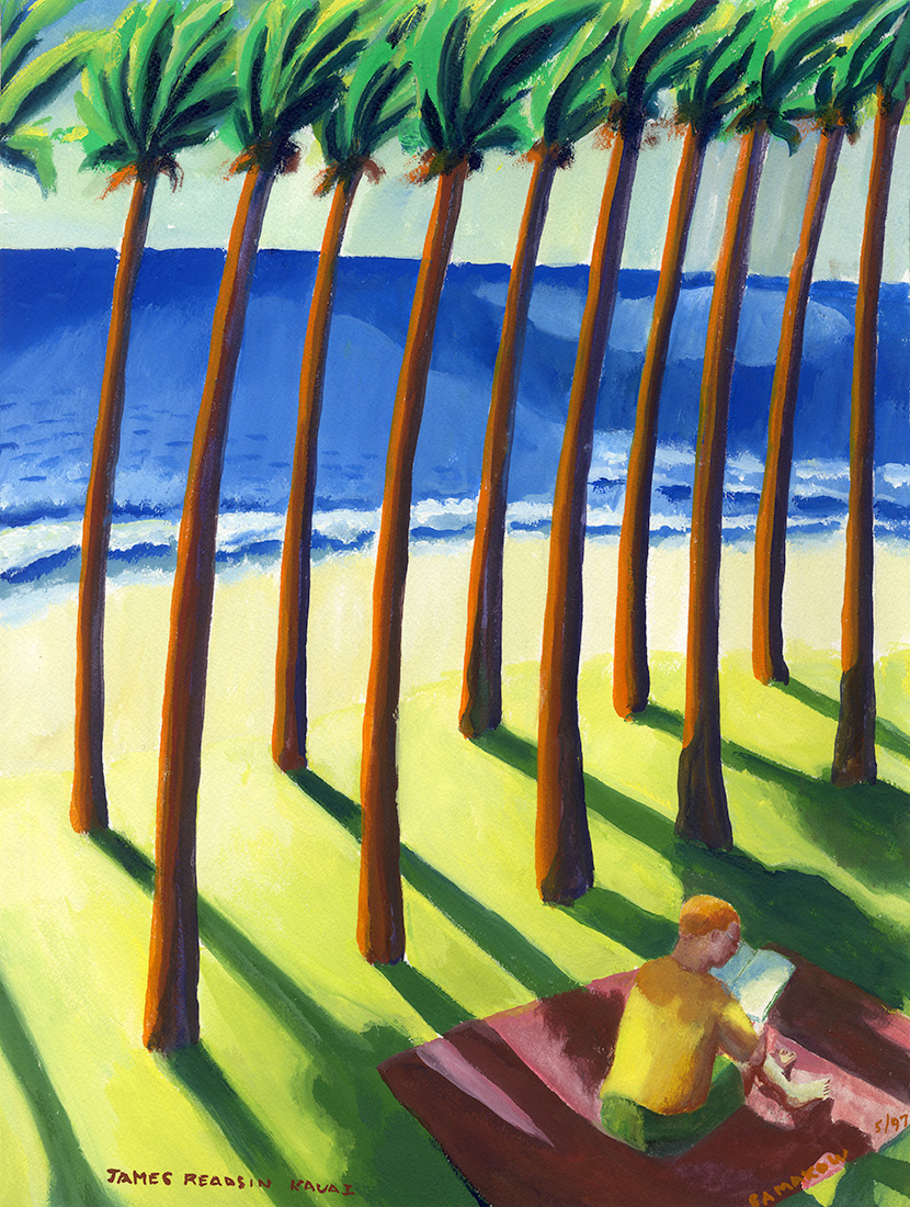 James Reads in Kauai, original painting by Daniel Samakow